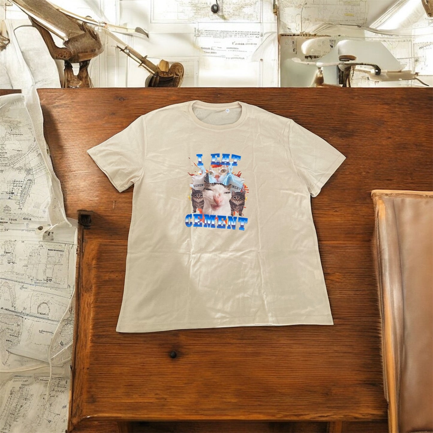 I Eat Cement Funny Cat Meme Tee Shirt Cotton Short Sleeve Stupid Ugly Cats Printed T Shirt Casual O Neck Graphic Tees Tees