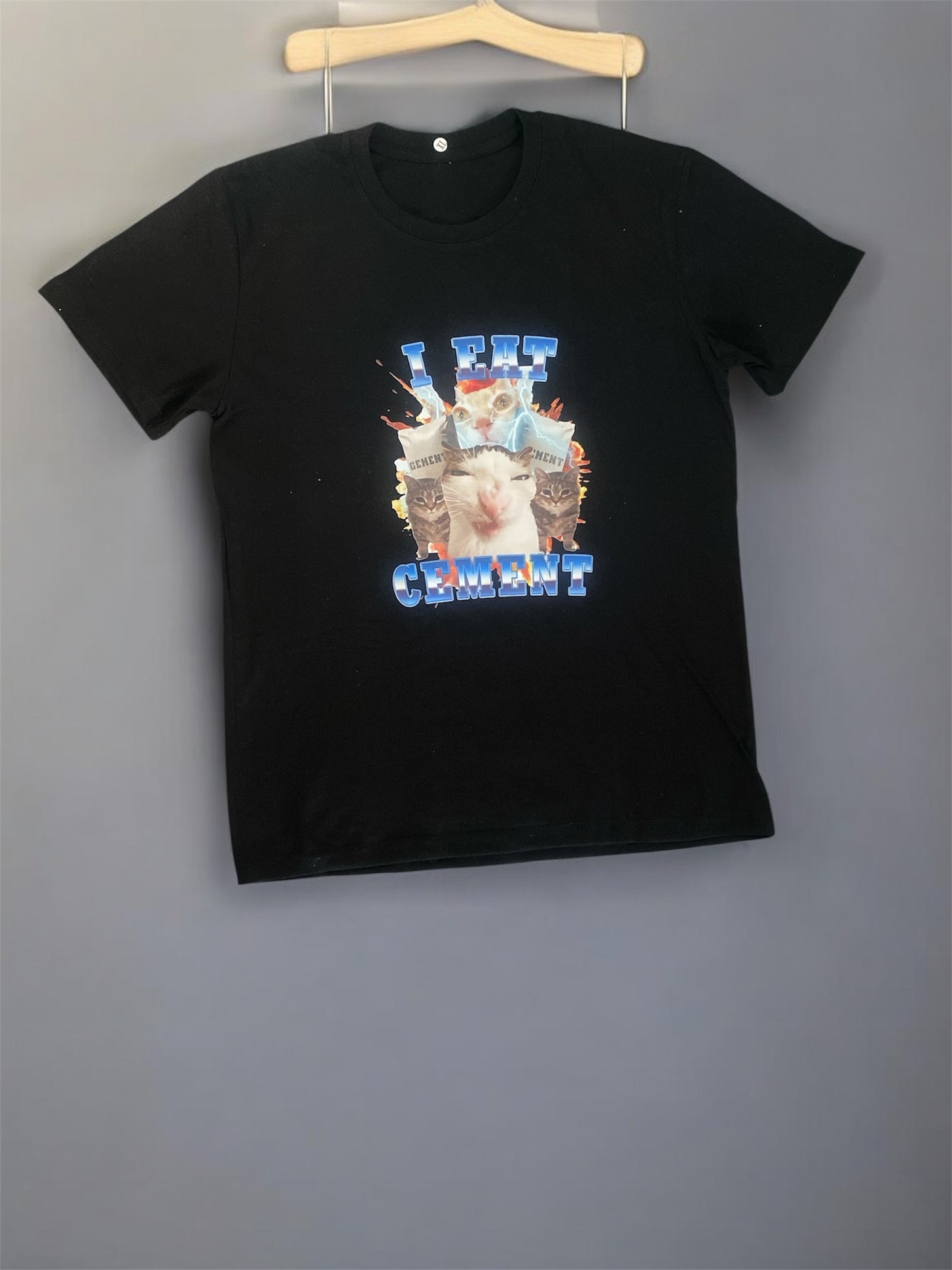 I Eat Cement Funny Cat Meme Tee Shirt Cotton Short Sleeve Stupid Ugly Cats Printed T Shirt Casual O Neck Graphic Tees Tees